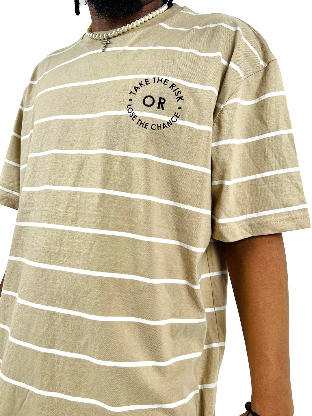 Garag3 risky pinstripe t-shirt in brown