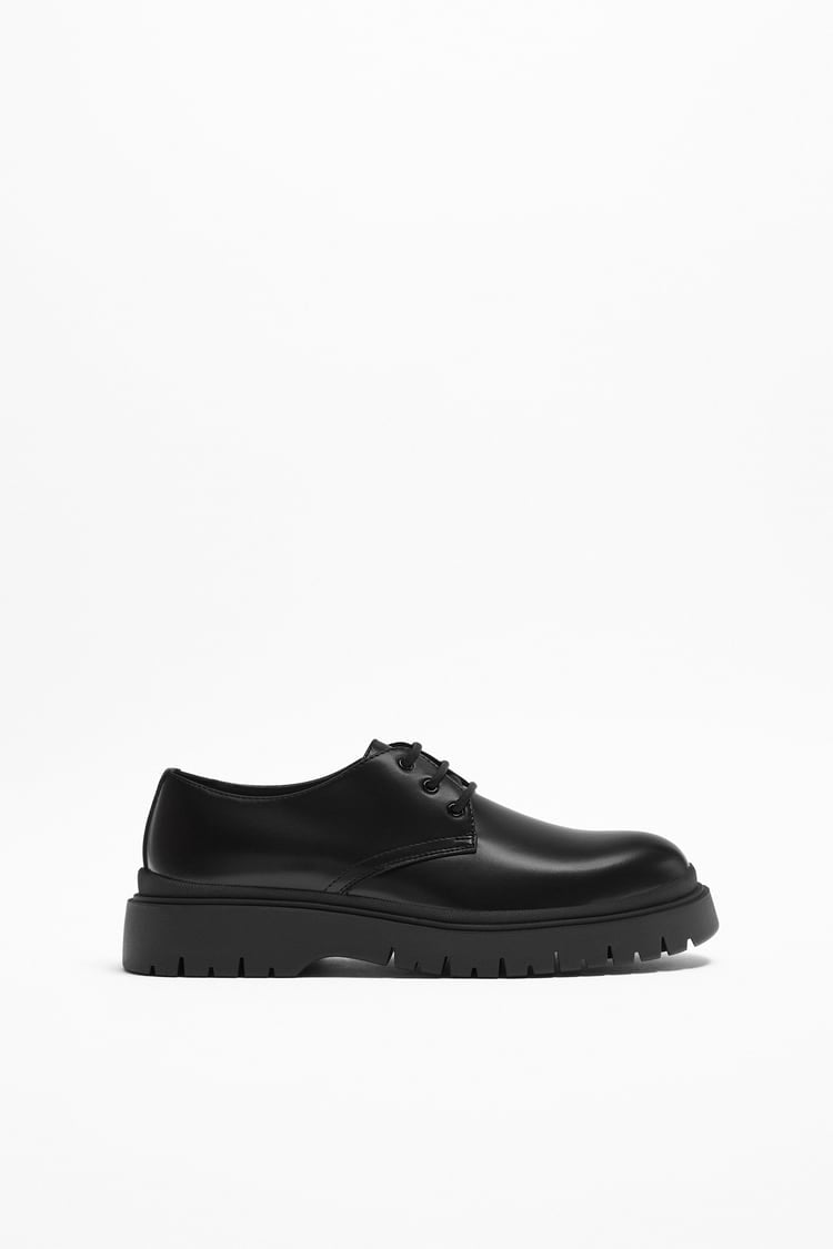Zara chunky derby shoes in black – Garmisland