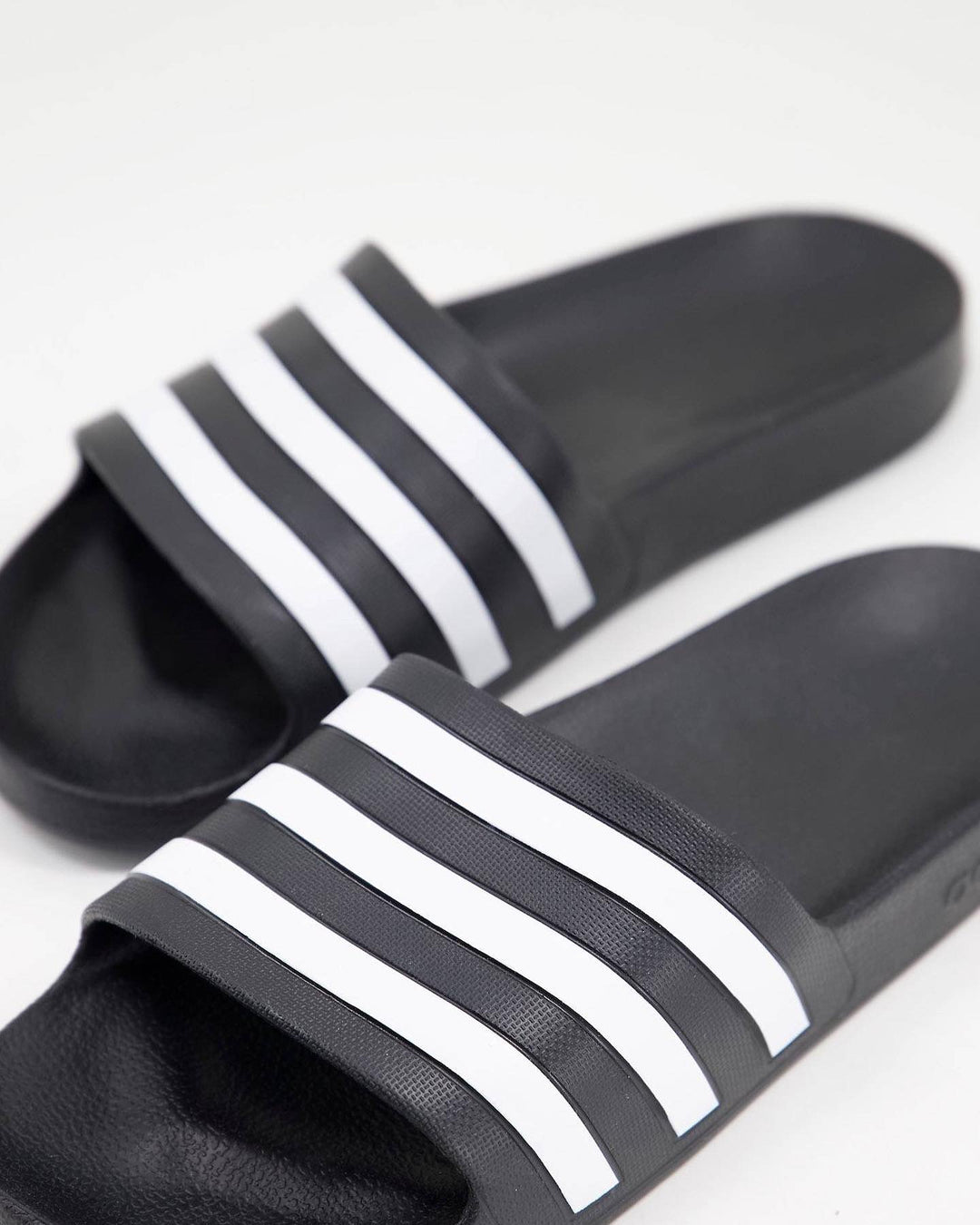 Adidas Swim Adilette white stripe slides in black