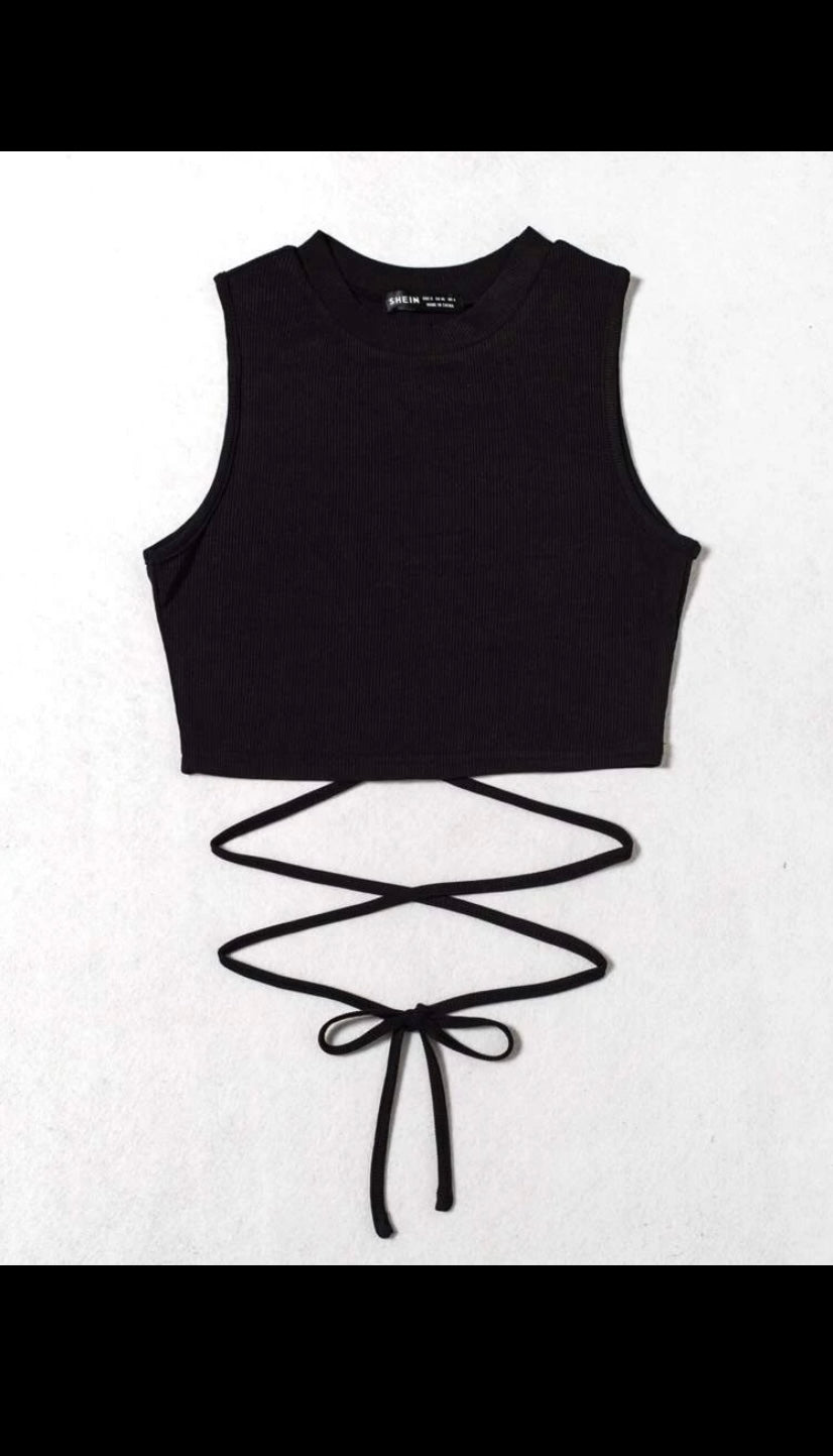 Lace Up Waist Tank Top