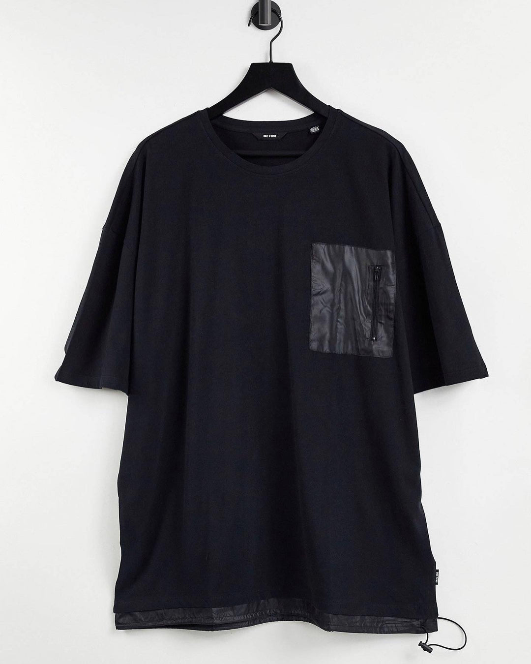 Only & Sons oversize t-shirt with nylon pocket in black