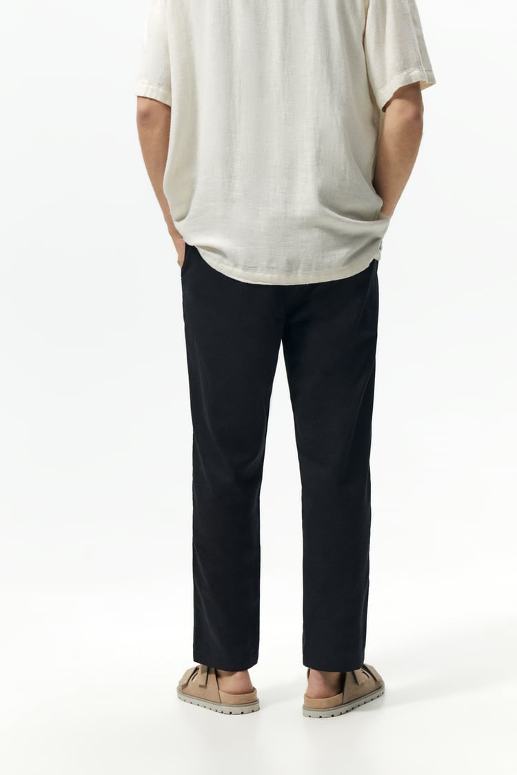 ZARA COTTON LINEN BLEND JOGGER-WAIST PANTS