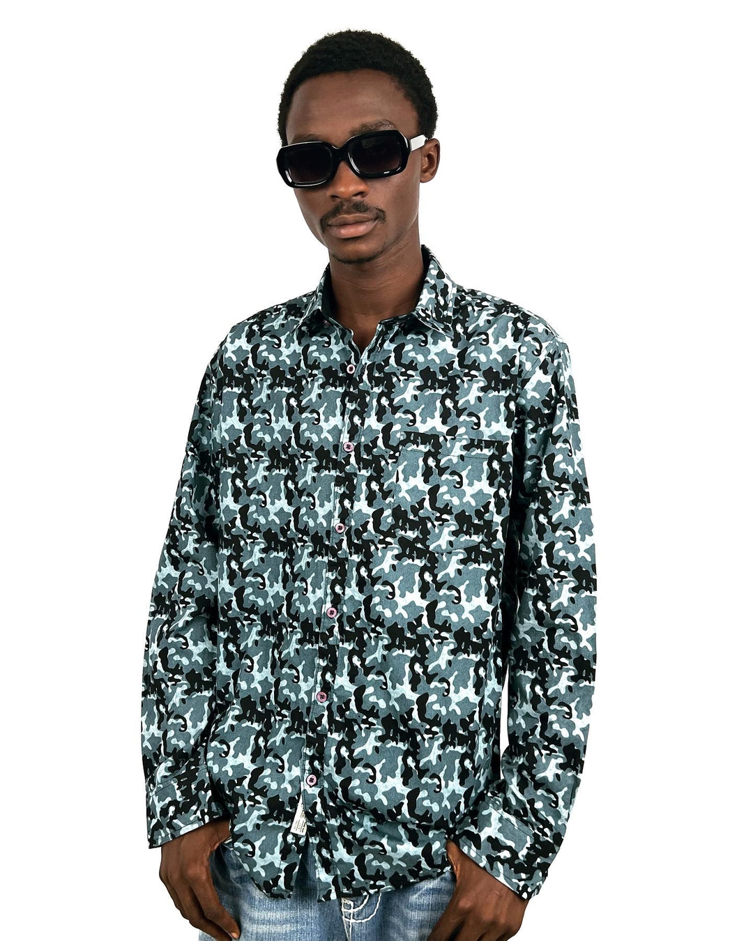 Mango Man Slim Fit Camo Shirt