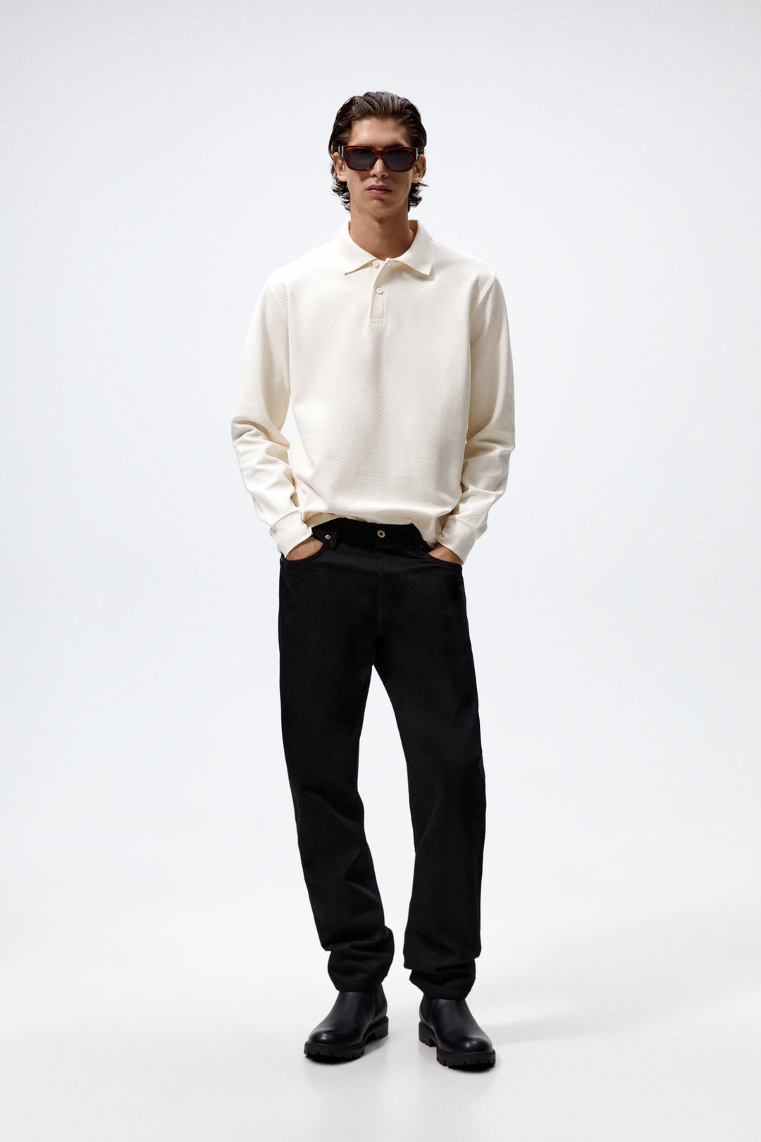 Zara Contrast Polo Sweatshirt