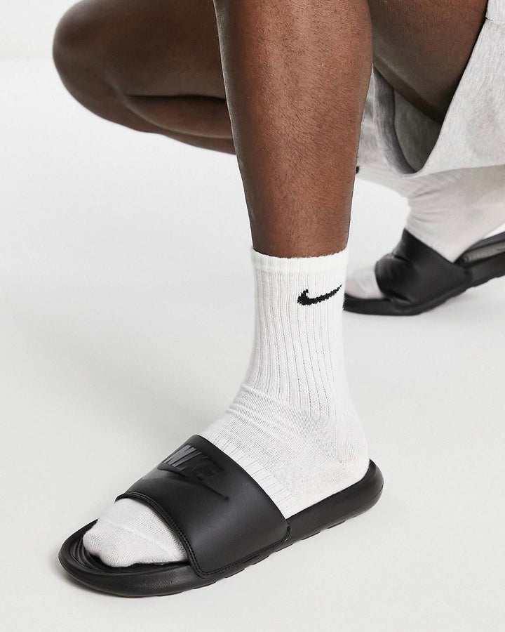 Nike Victori One Slides in Triple Black