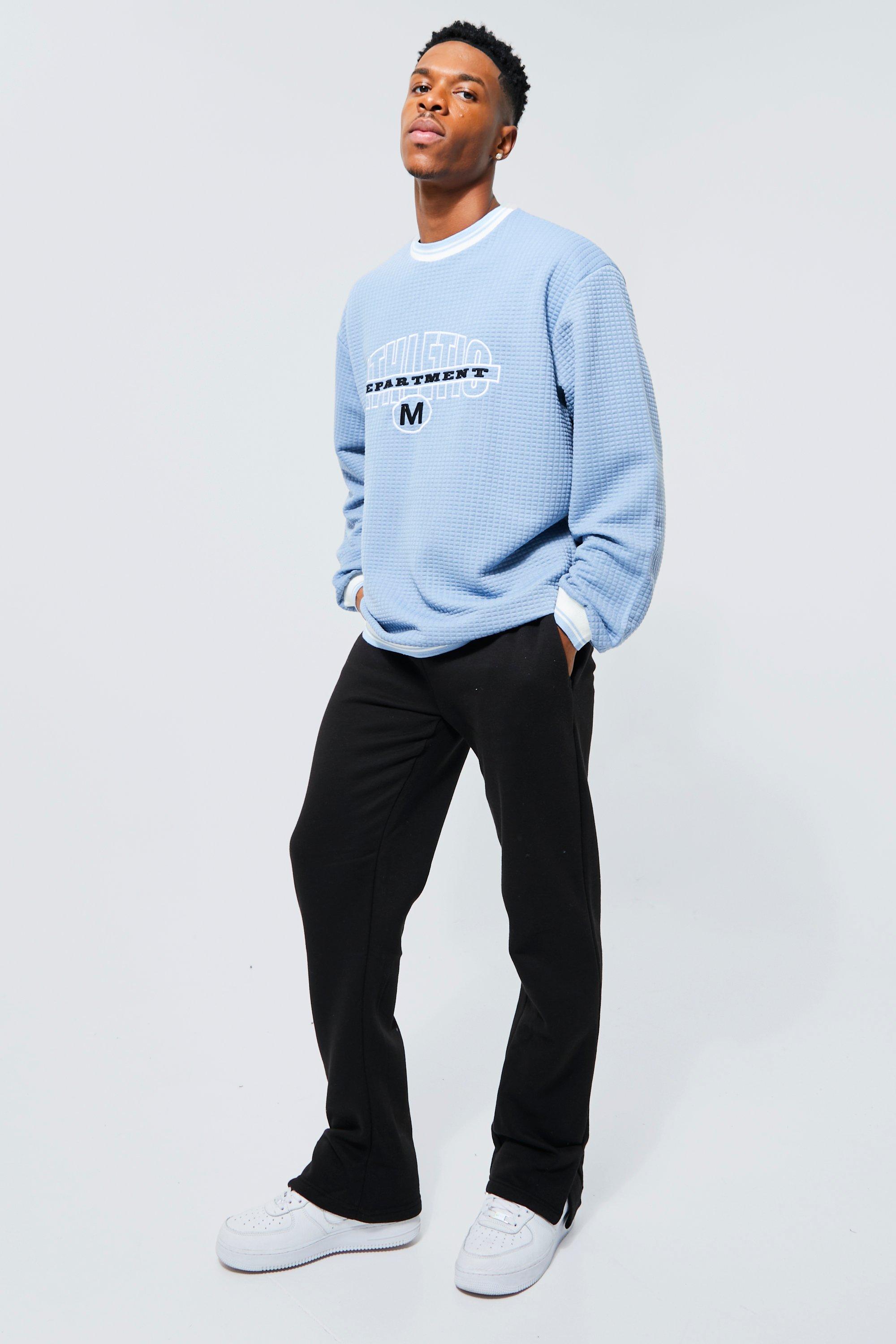 BOOHOOMAN OVERSIZED RIB HEAVY WAFFLE NECK SWEATSHIRT Garmisland