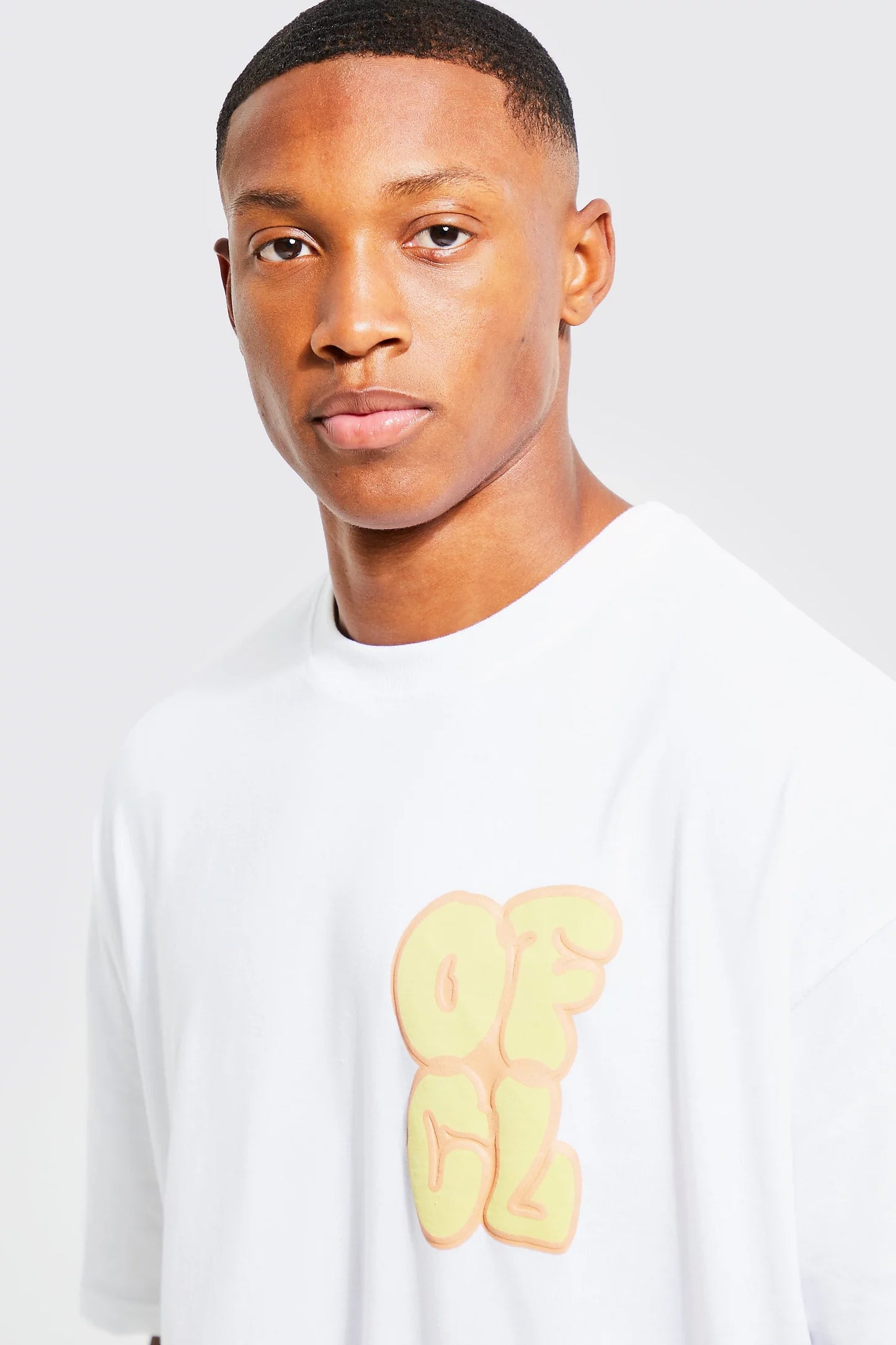 Boohooman Oversized Ofcl Puff Print T Shirt In White Garmisland