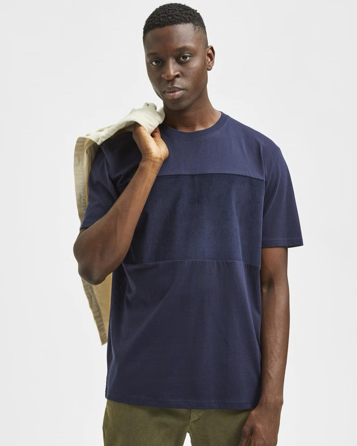 SELECTED BLUE ORGANIC COTTON CREW NECK T-SHIRT