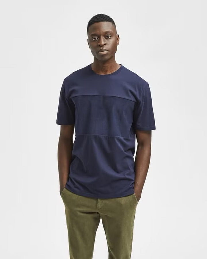 SELECTED BLUE ORGANIC COTTON CREW NECK T-SHIRT