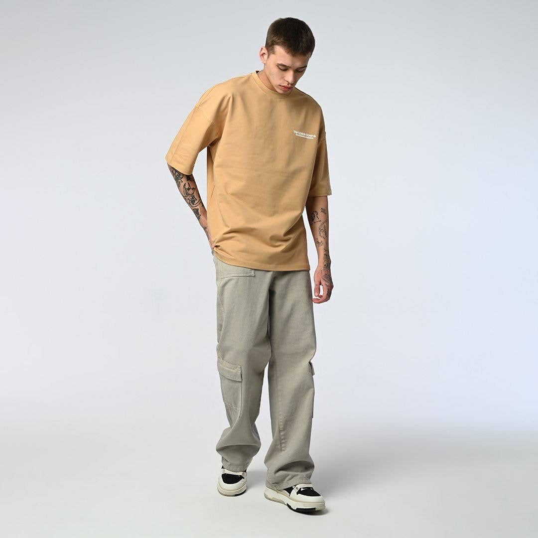 25-12 the upside down oversized backprint t-shirt in tan