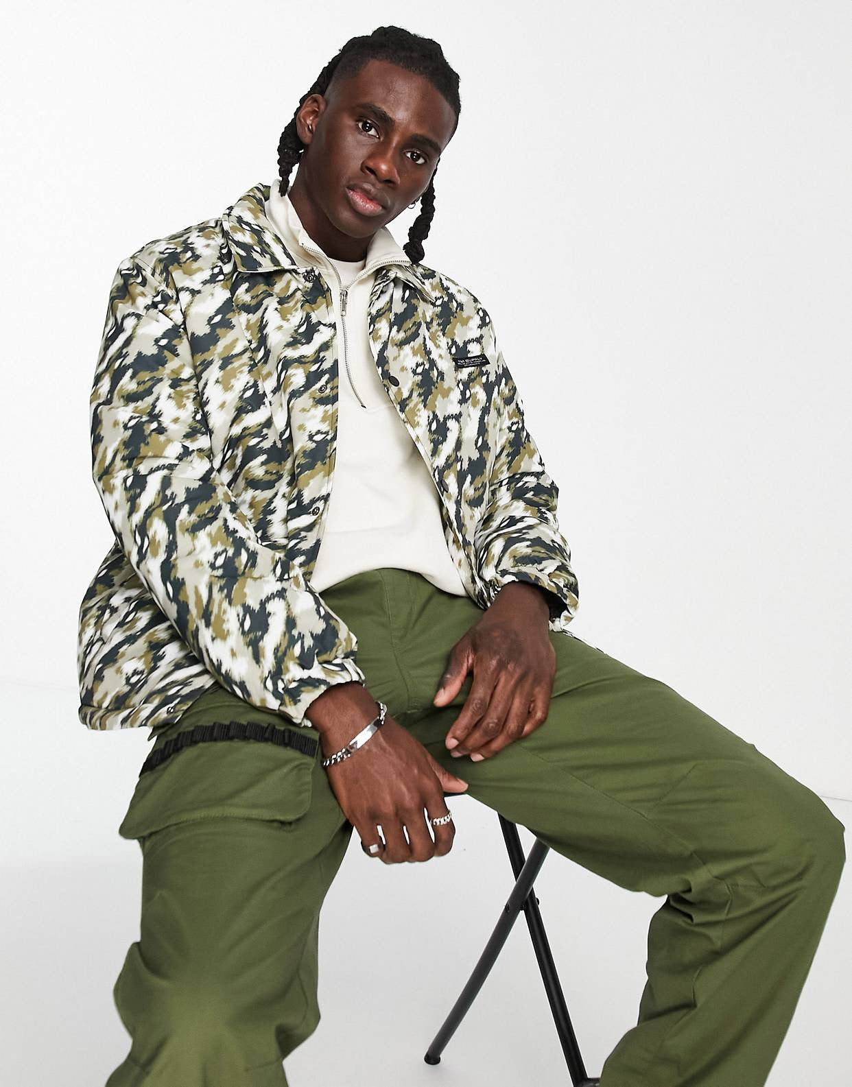 Topman coach jacket in blurred camo print – Garmisland