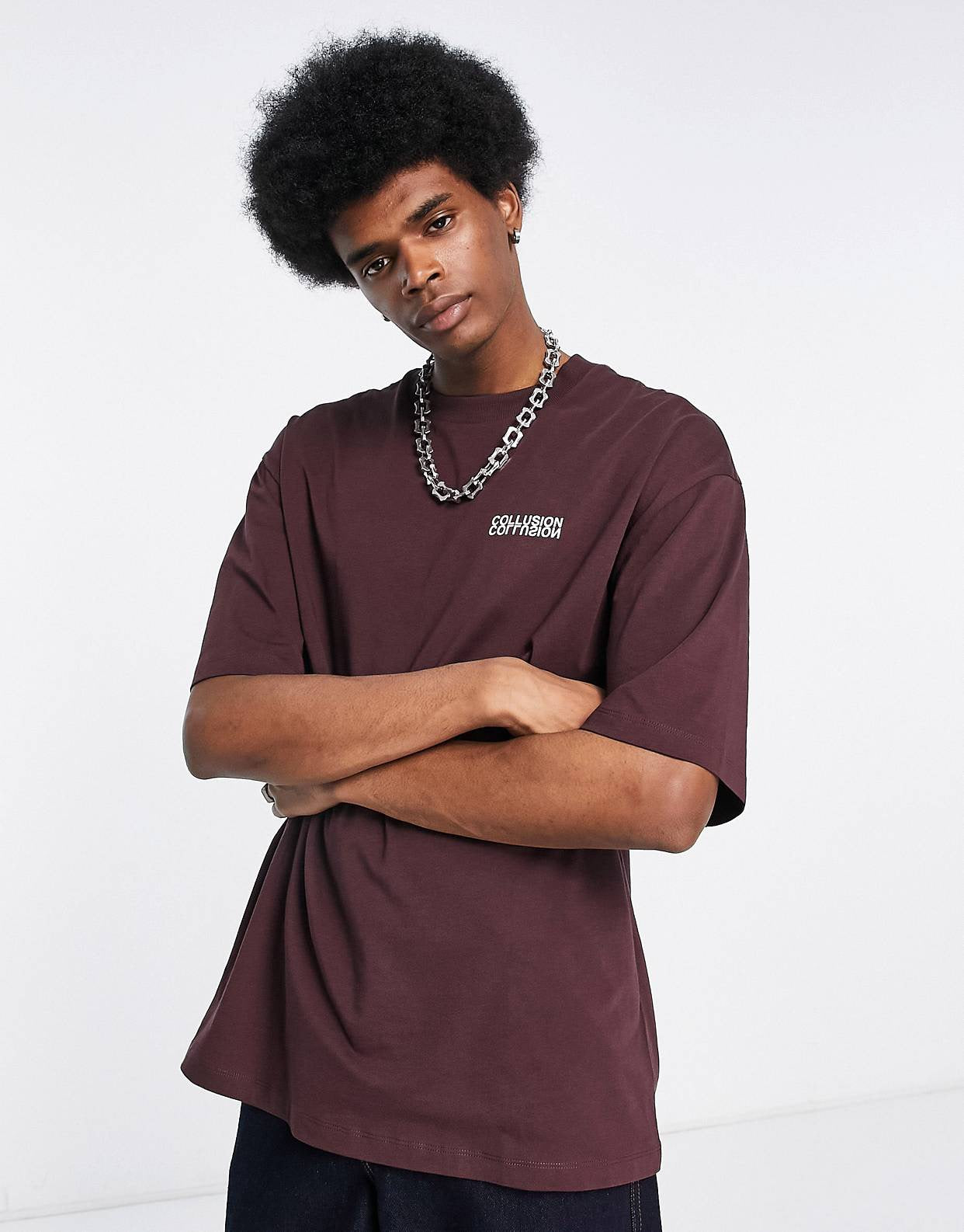 COLLUSION t-shirt in brown