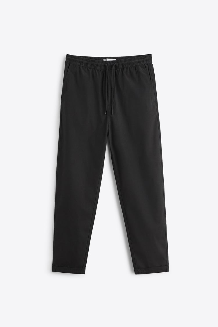 Zara technical trousers with jogger waist in black