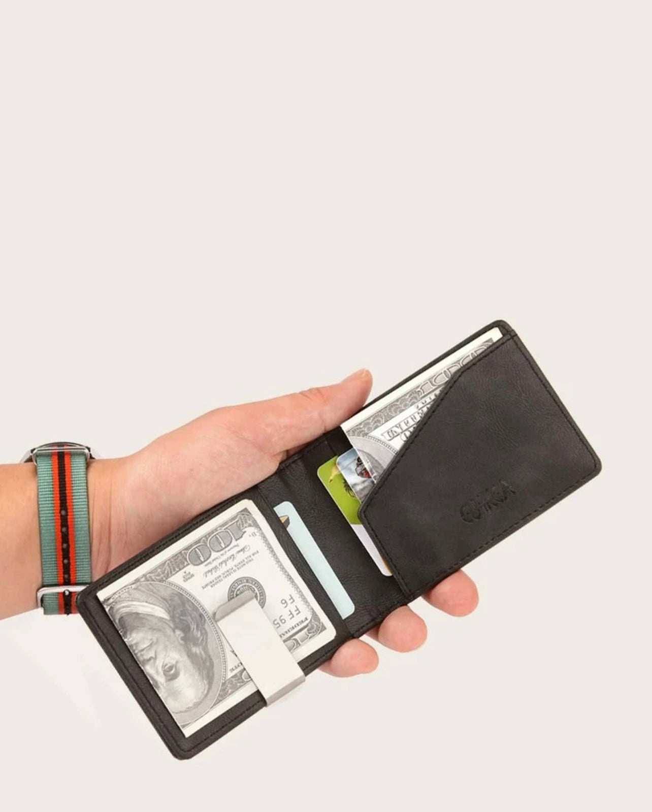 Metal decor wallet in black – Garmisland
