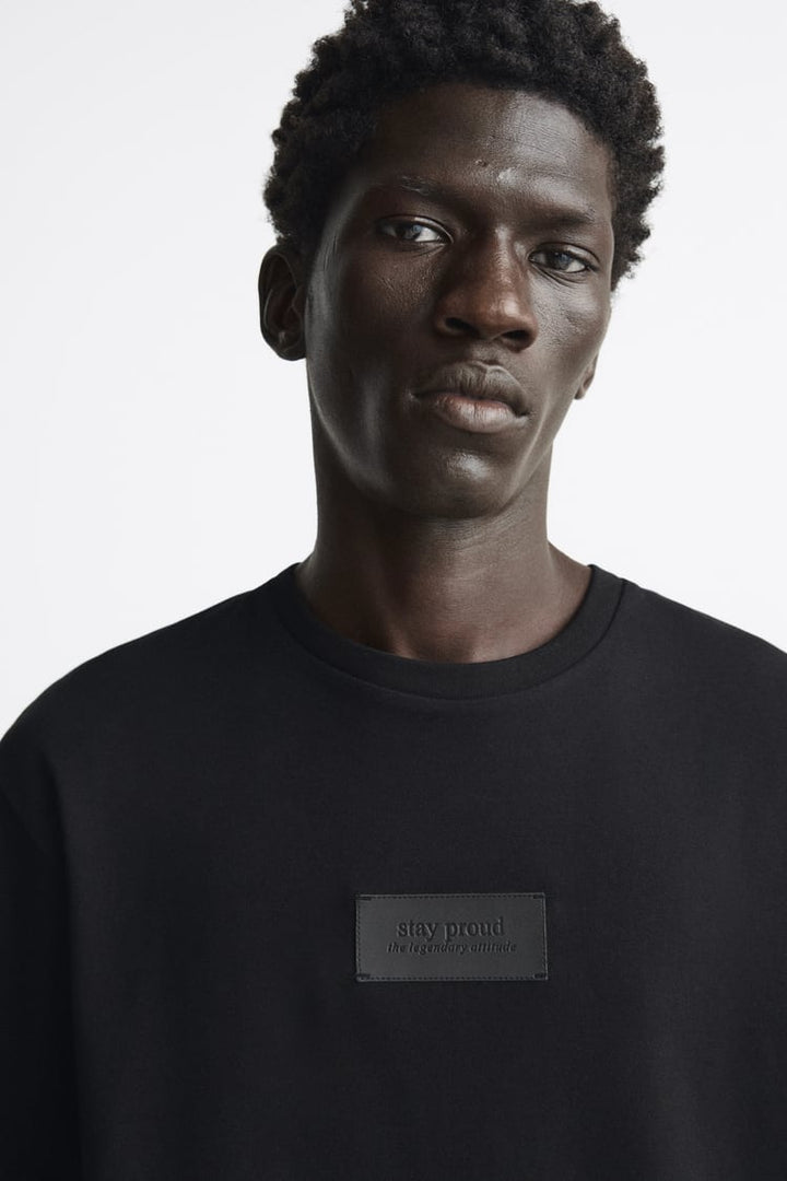 ZARA T-SHIRT WITH MATCHING PATCH BLACK