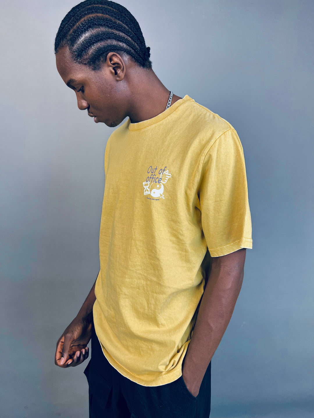 Cotton on out of office backprint t-shirt in yellow