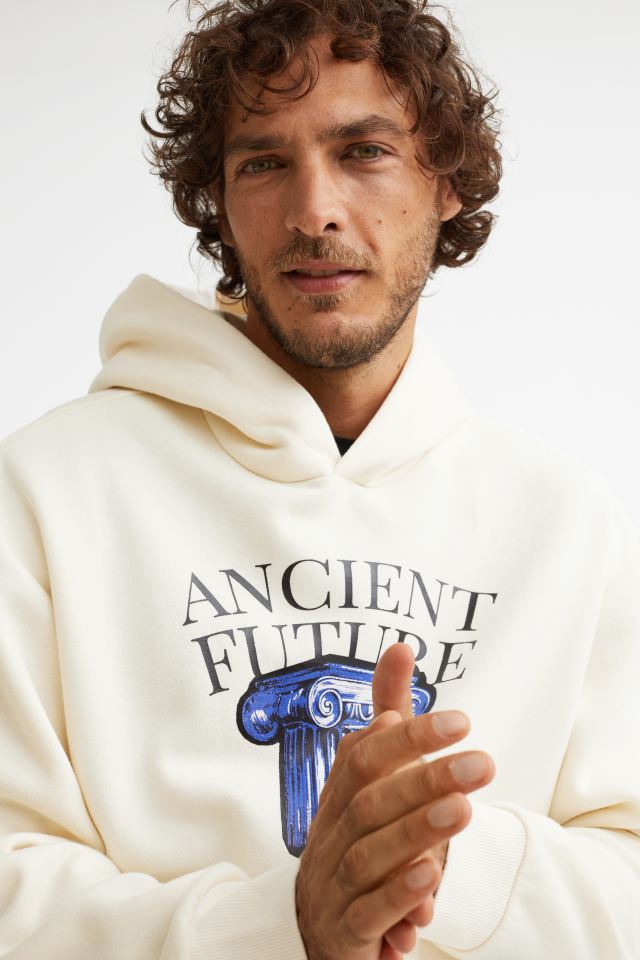 H&M relaxed fit hoodie in cream