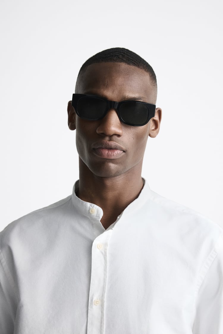 Zara band collar Oxford shirt in white