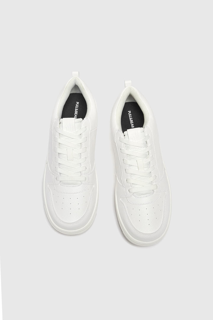 Pull&Bear chunky lace up trainers in white