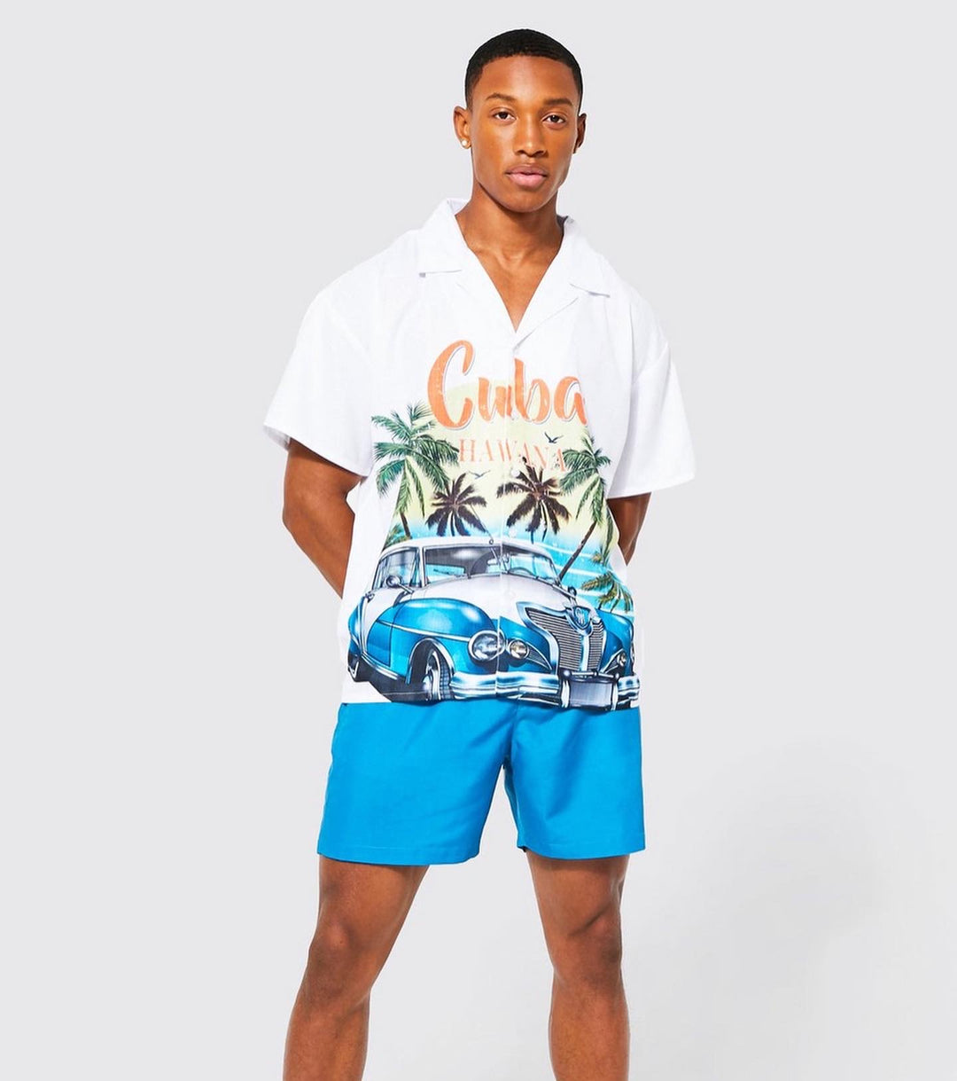 BOOHOOMAN BOXY SLUB CUBA SHIRT