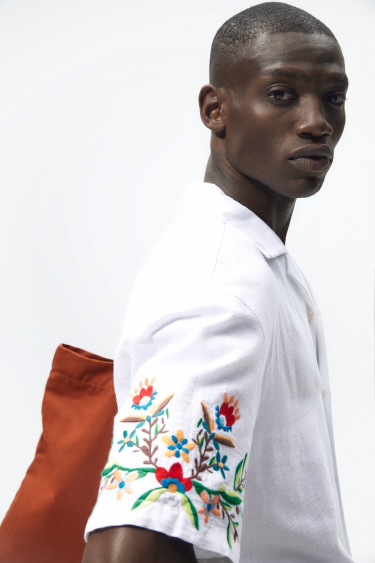 Zara embroidered shirt in white