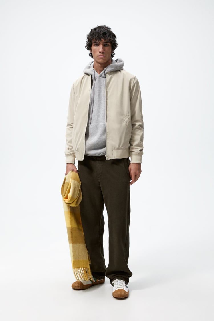 Zara Basic Bomber Jacket in Sand