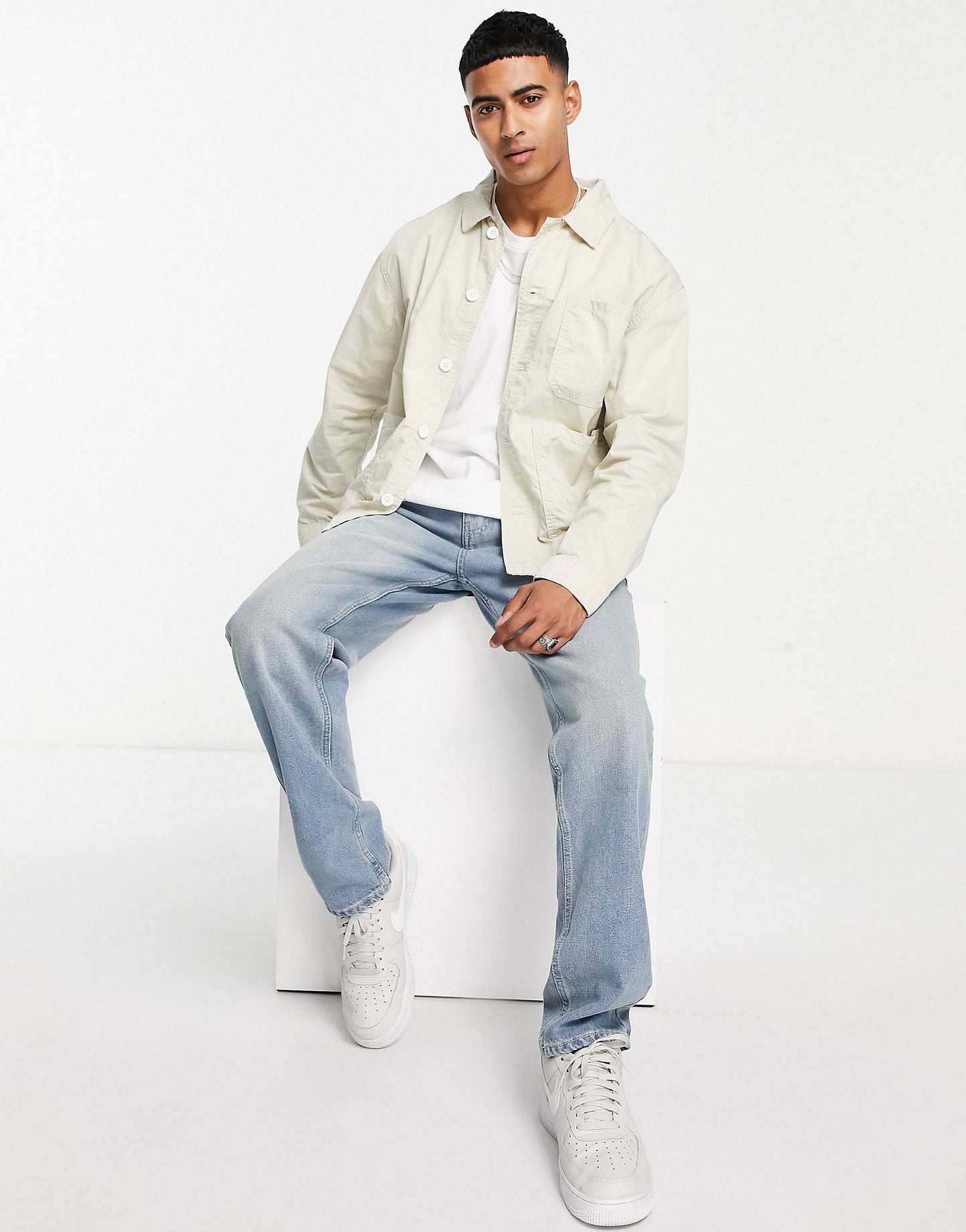 PULL&BEAR Overshirt in relaxed fit ecru