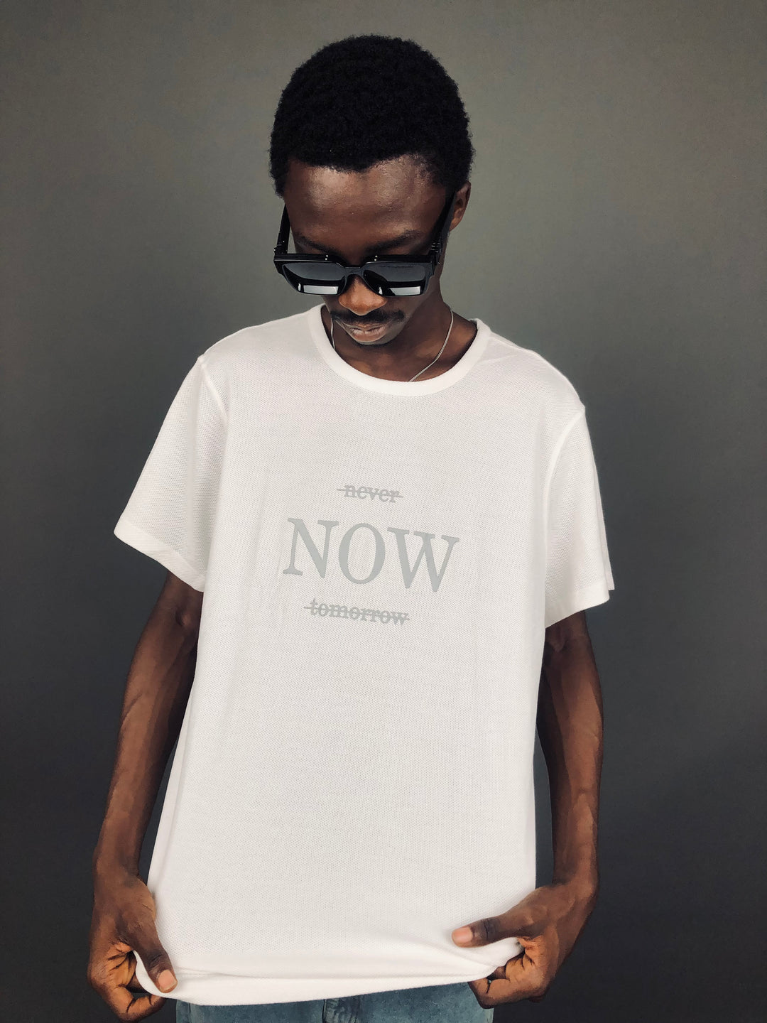 H&M NOW print T-shirt in white