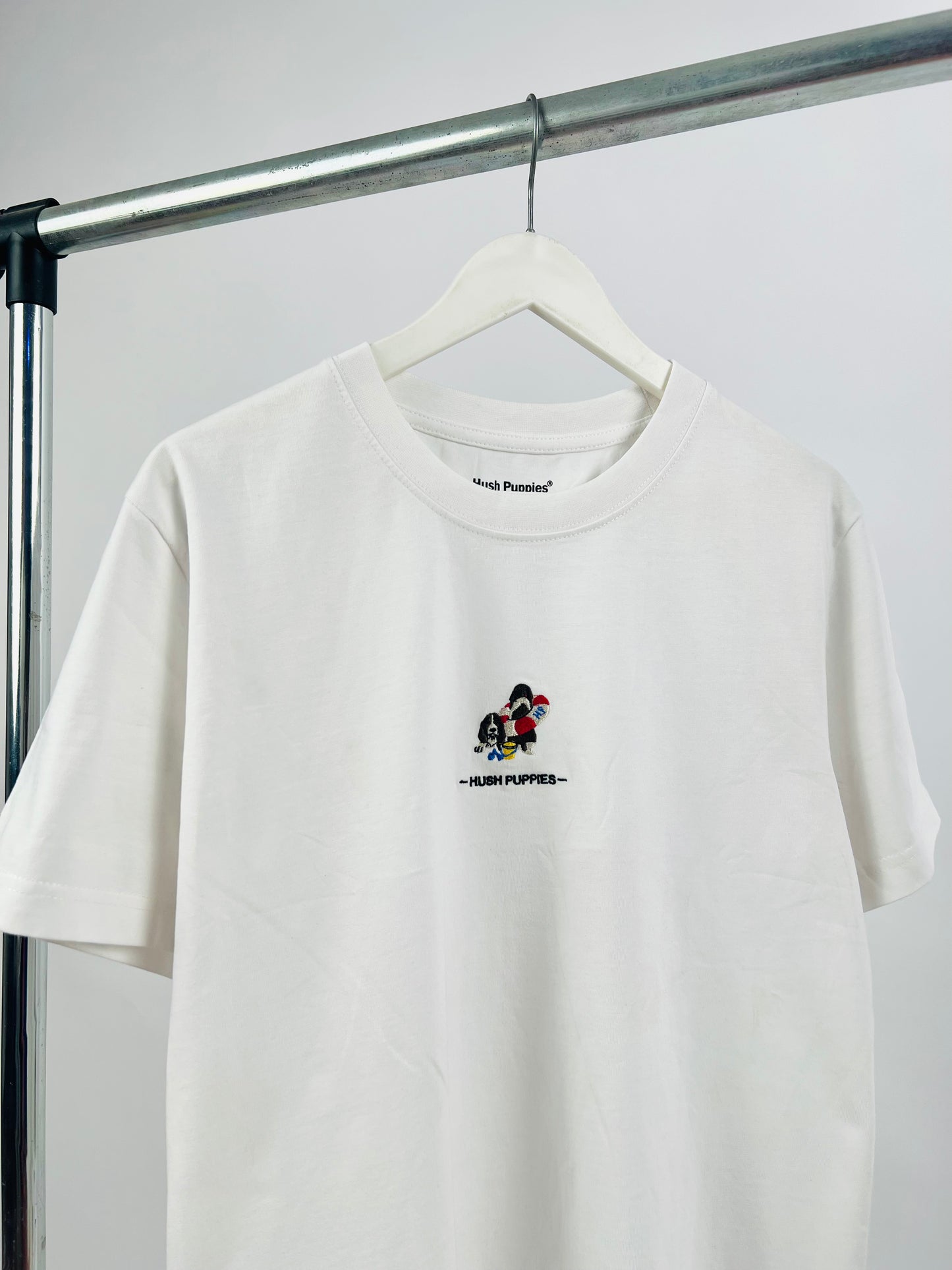Hush Puppies embroidered T-shirt in white