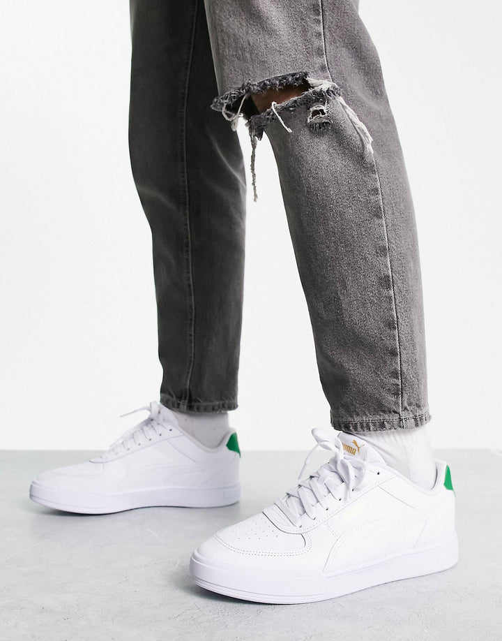 Puma caven trainers in white and green