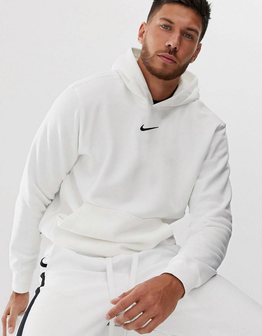 Nike logo print hoodie in white