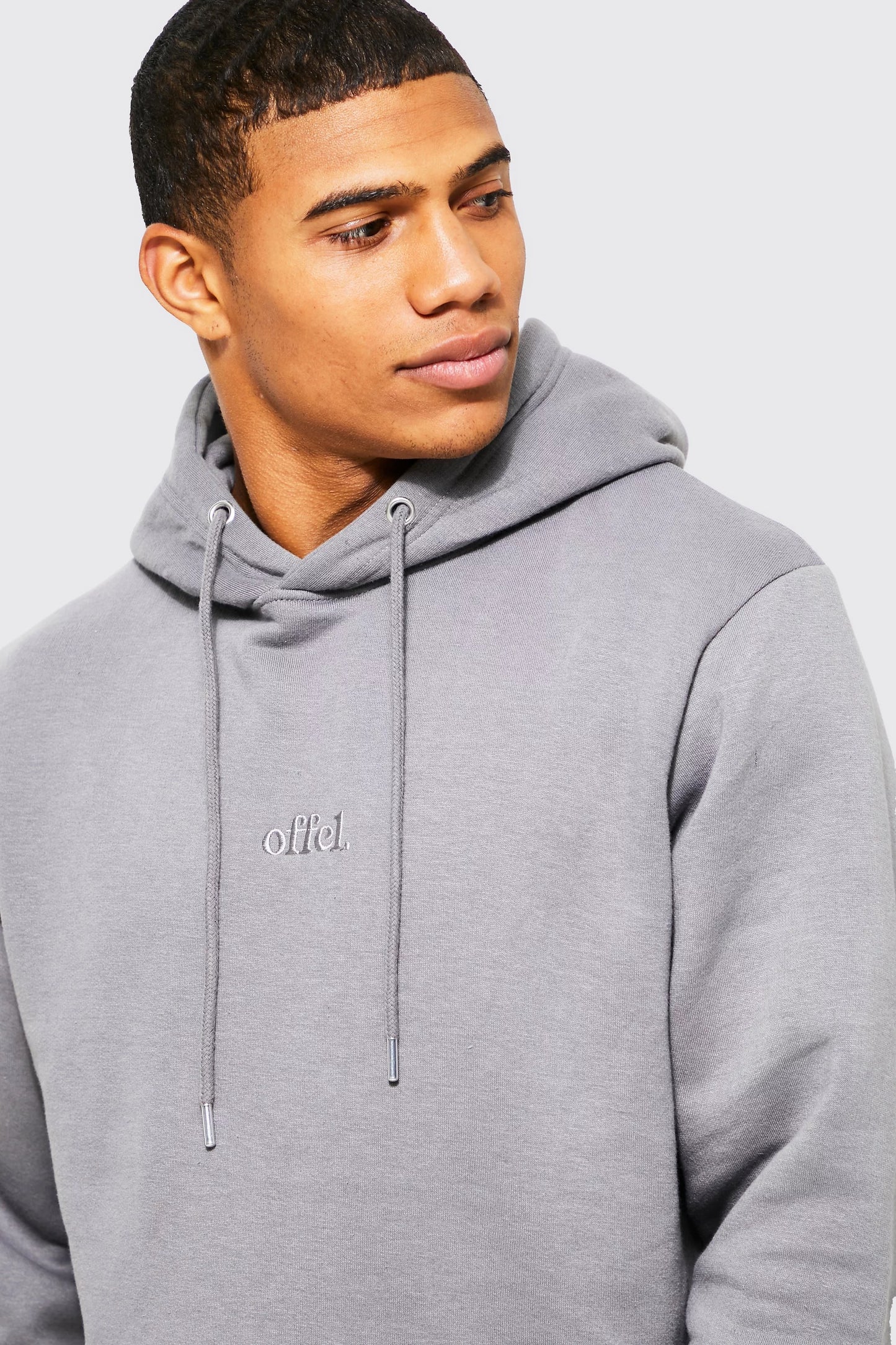BOOHOOMAN OFFCL OVER THE HEAD HOODIE IN CHARCOAL