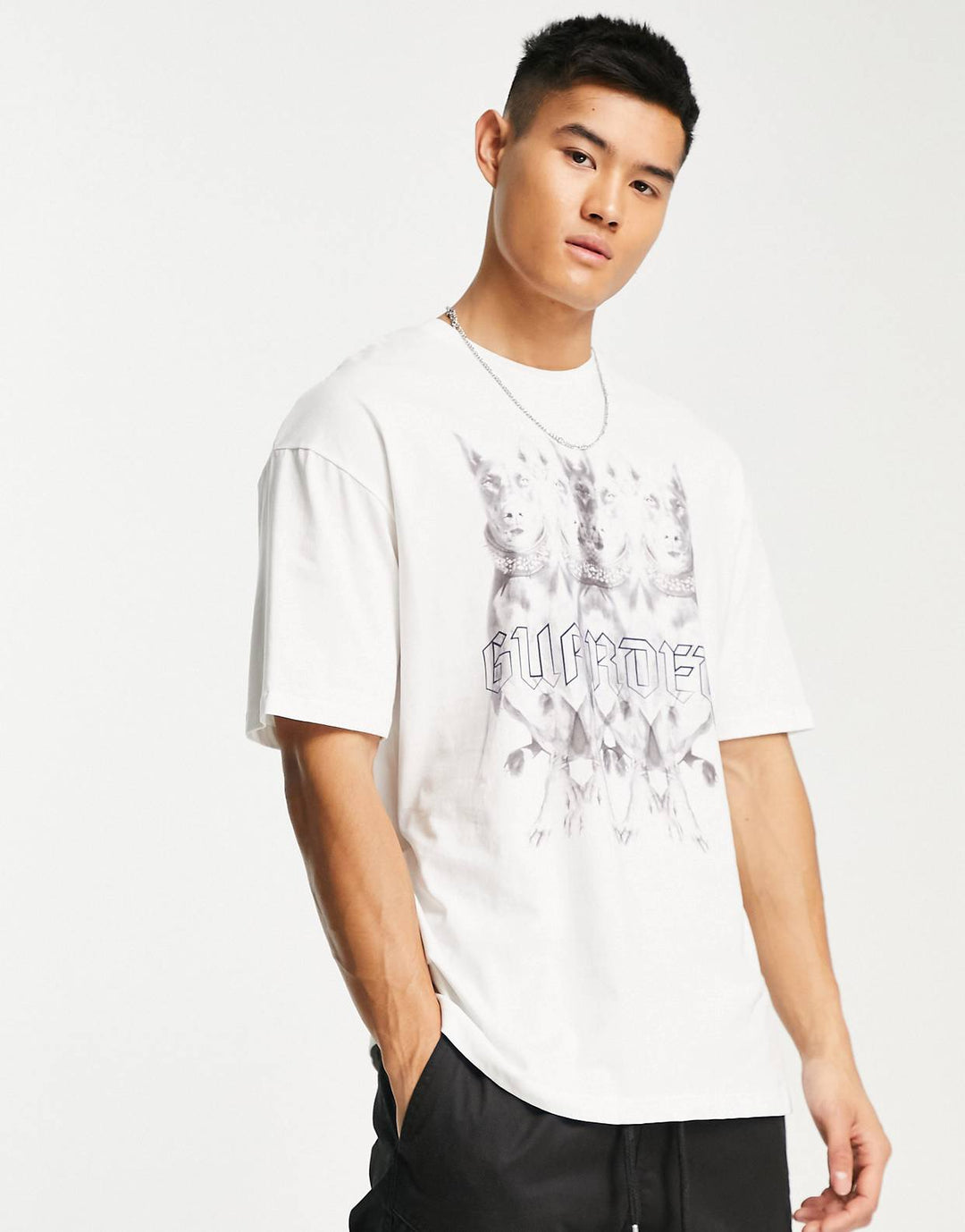 ADPT oversized t-shirt with dogs back print in white