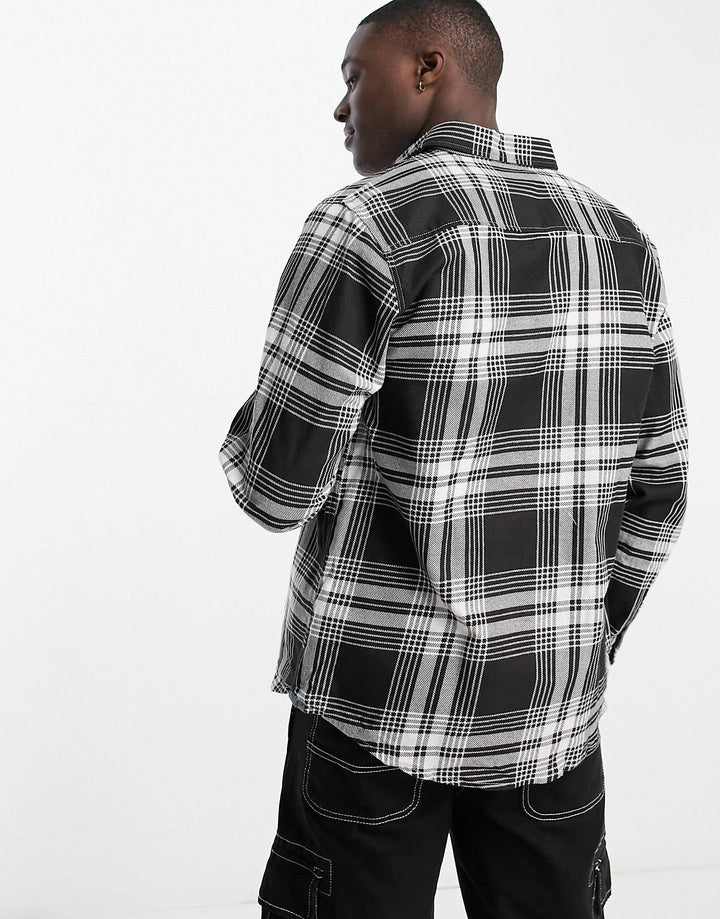 Brave Soul cotton check shirt in black & white