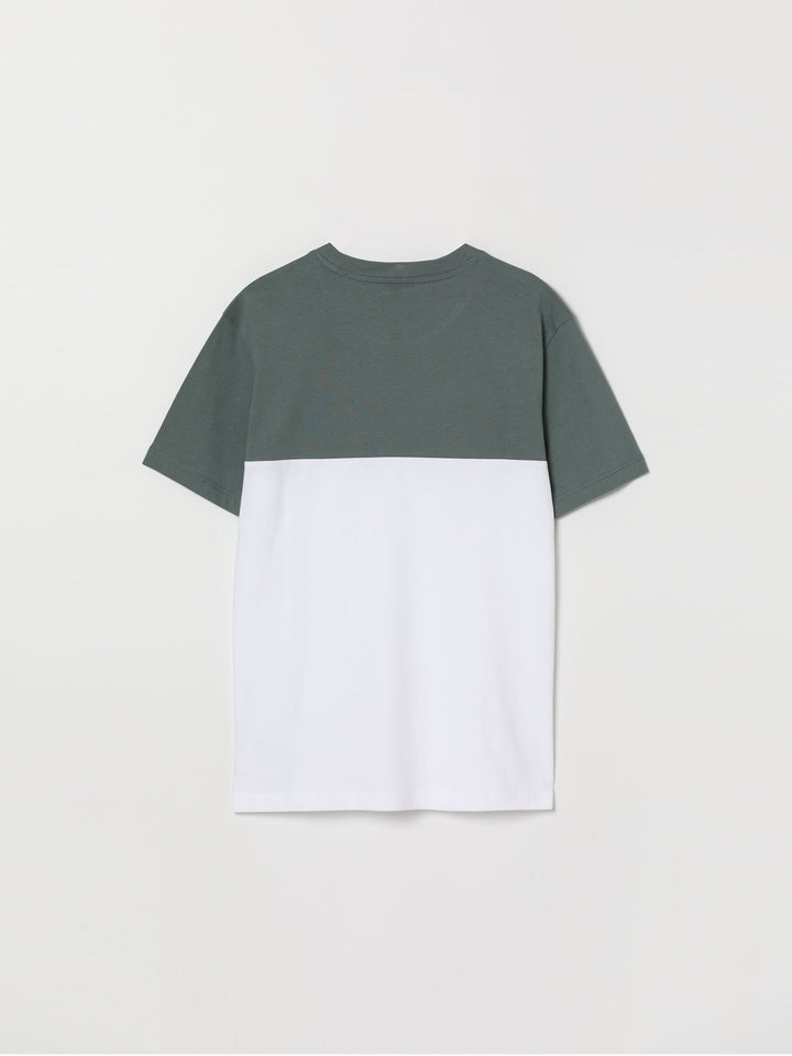 Lefties man Brooklyn Colour Block T-shirt in green/white