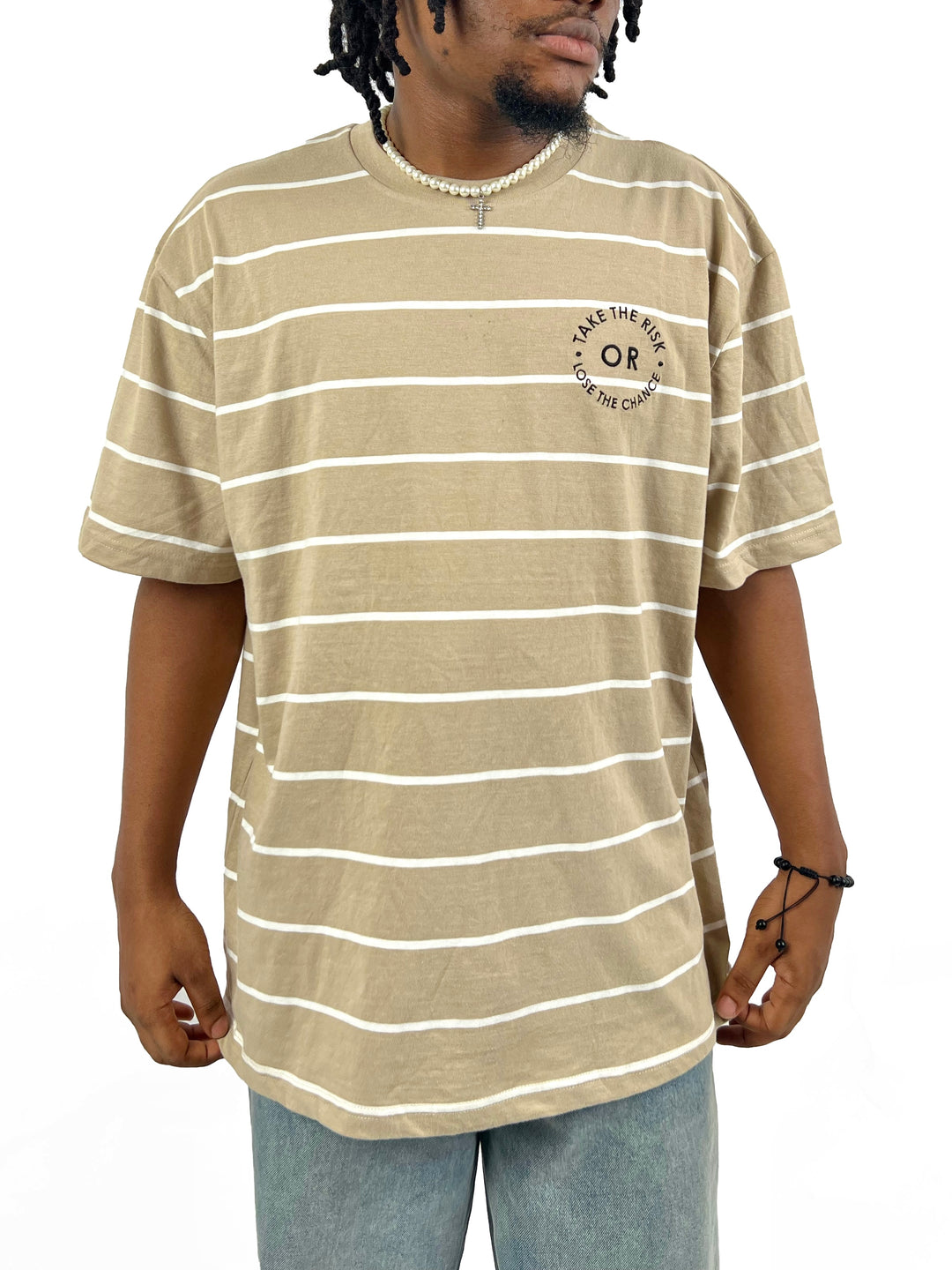 Garag3 risky pinstripe t-shirt in brown