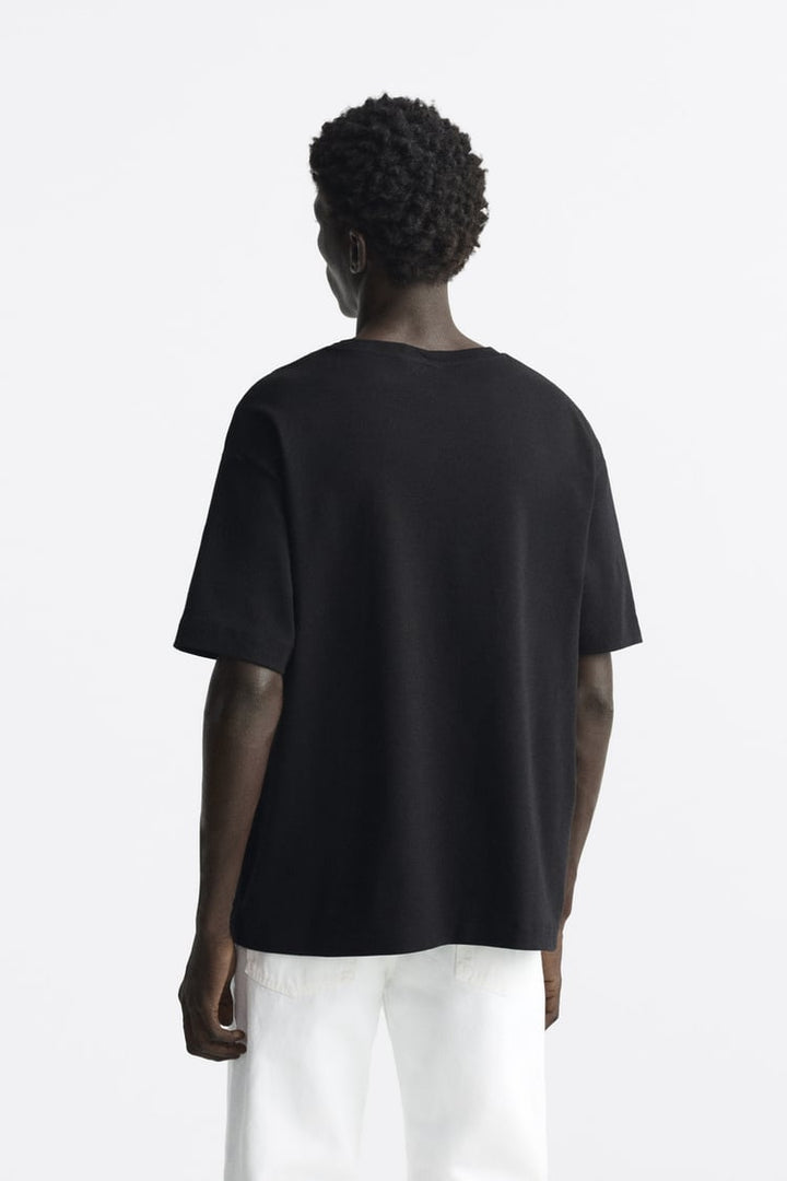 ZARA T-SHIRT WITH MATCHING PATCH BLACK