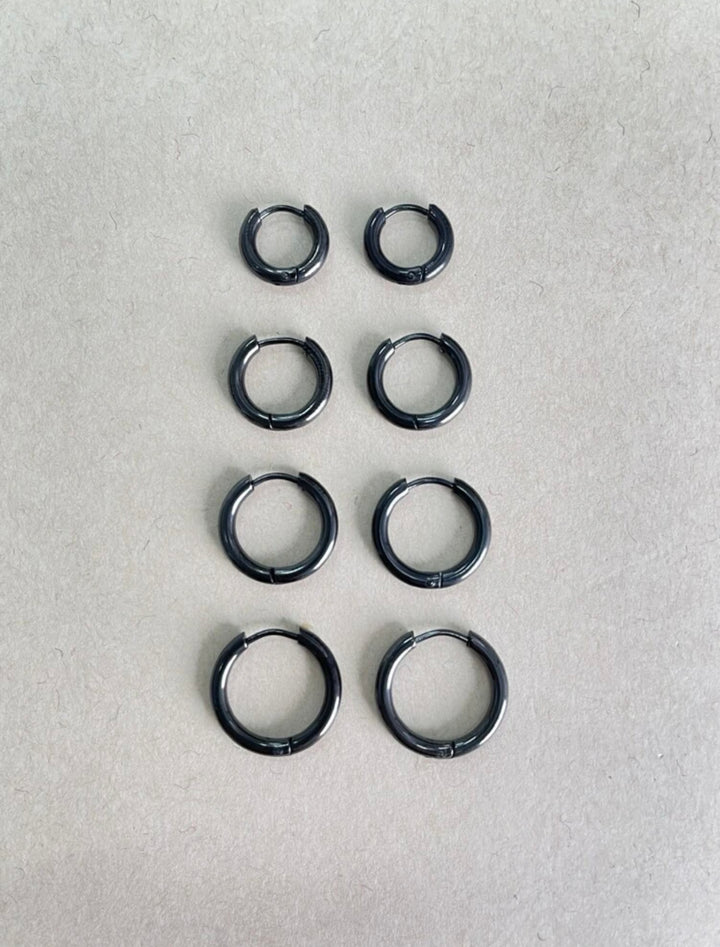 4 pairs Minimalist Hoop Earrings in gun black