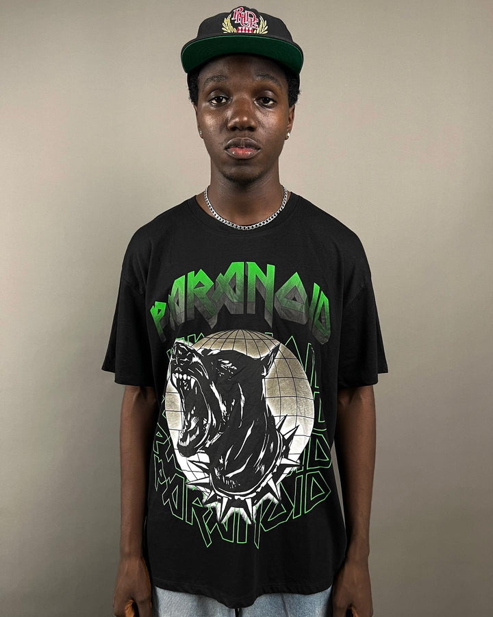 Paranoid graphic print T-shirt in black