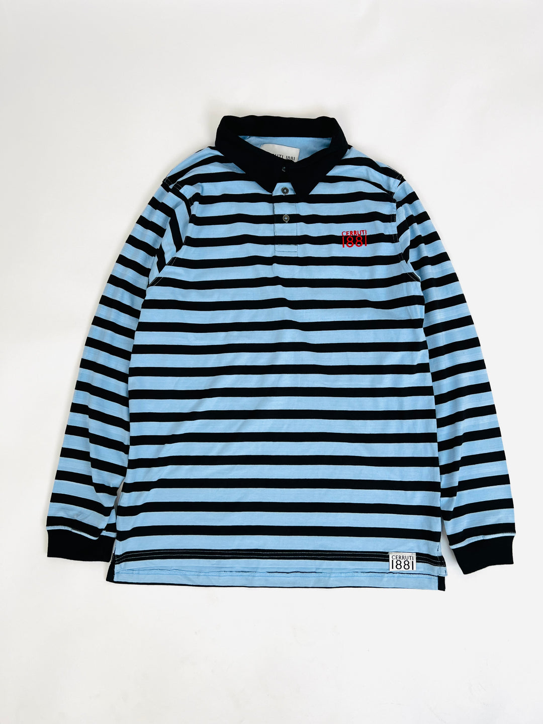 Cerruti 1881 Rugby logo Stripe Polo shirt in blue