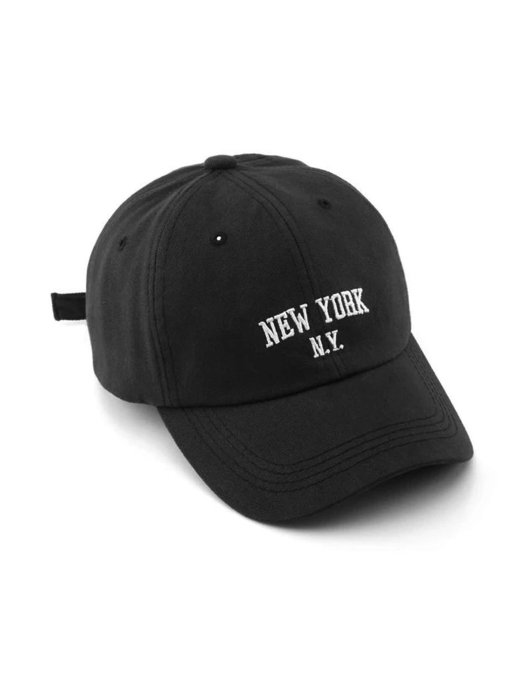 New York Embroided Baseball Cap in Black