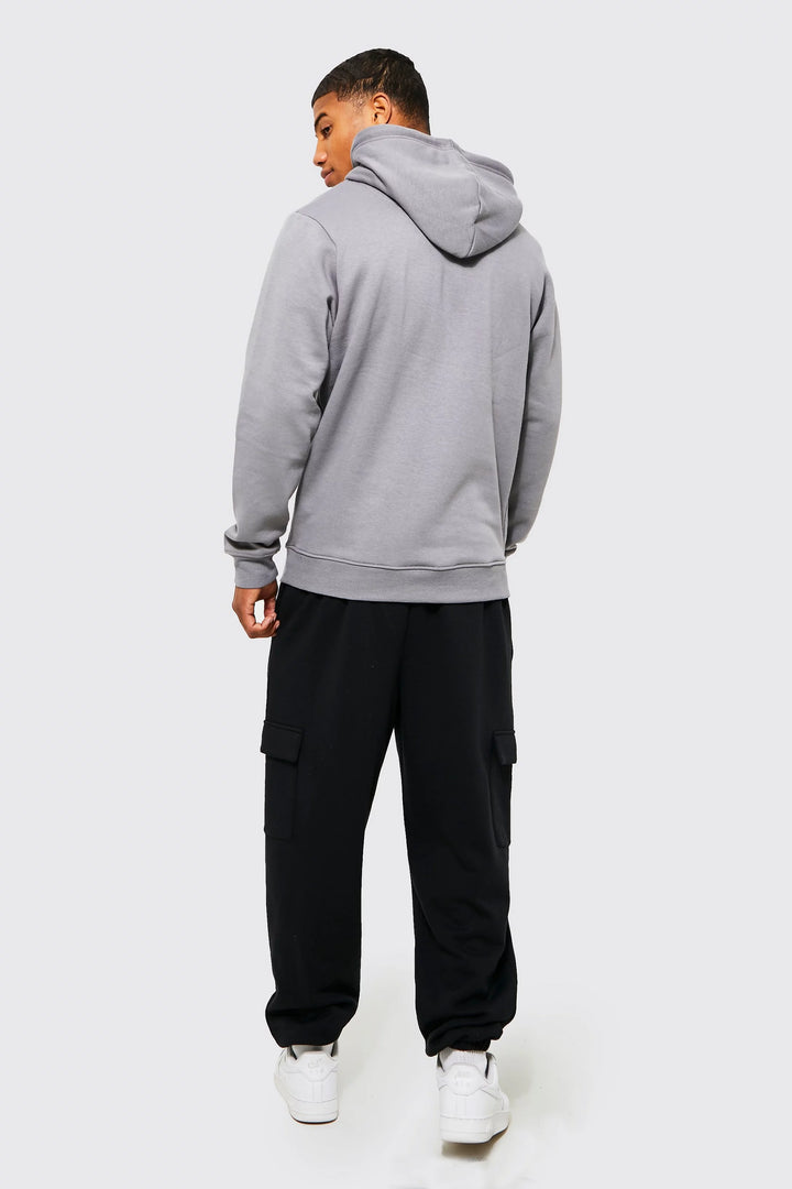 BOOHOOMAN OFFCL OVER THE HEAD HOODIE IN CHARCOAL