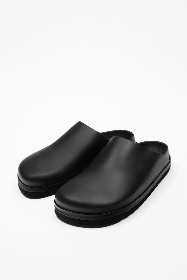 Zara Leather Clogs in black Garmisland