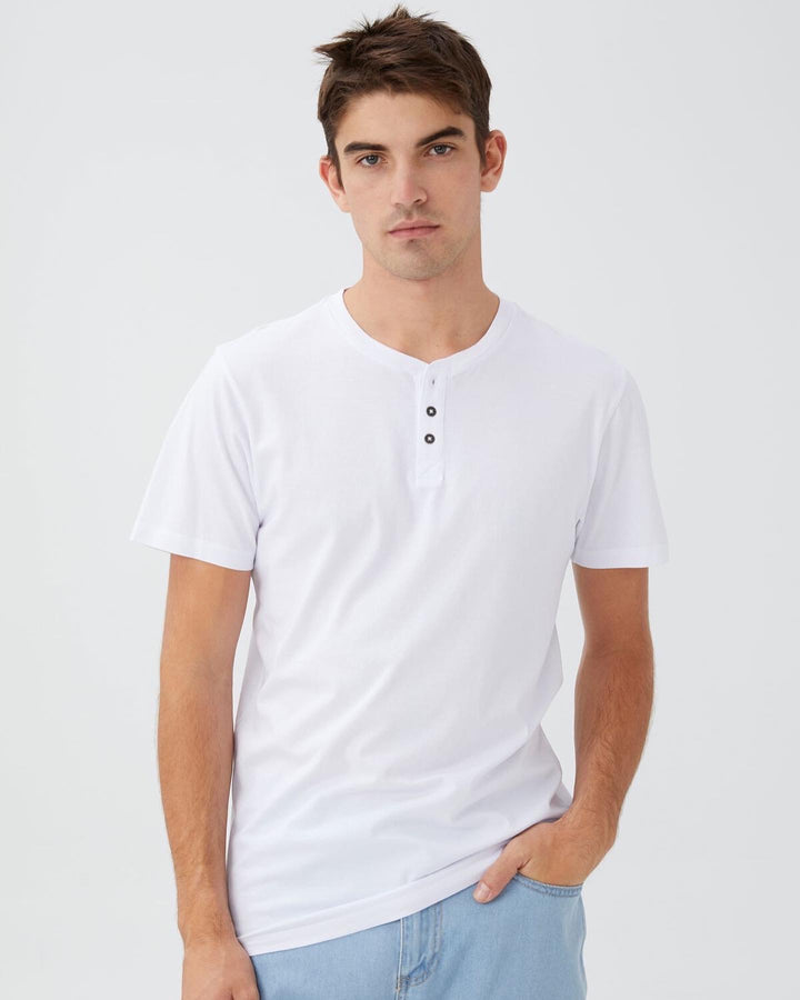 Cotton On Henley T-shirt in white