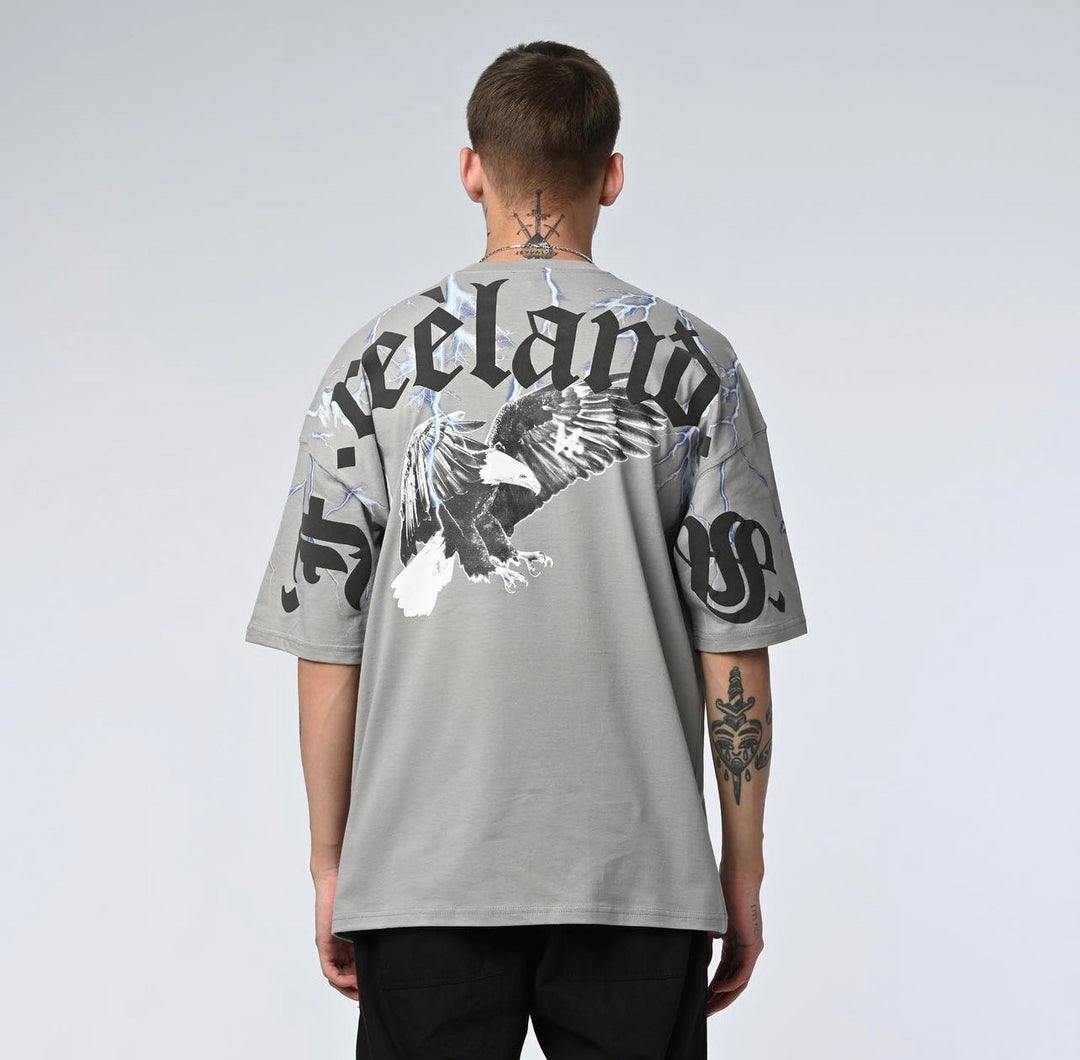 25-12 Flying away oversized backprint t-shirt in grey