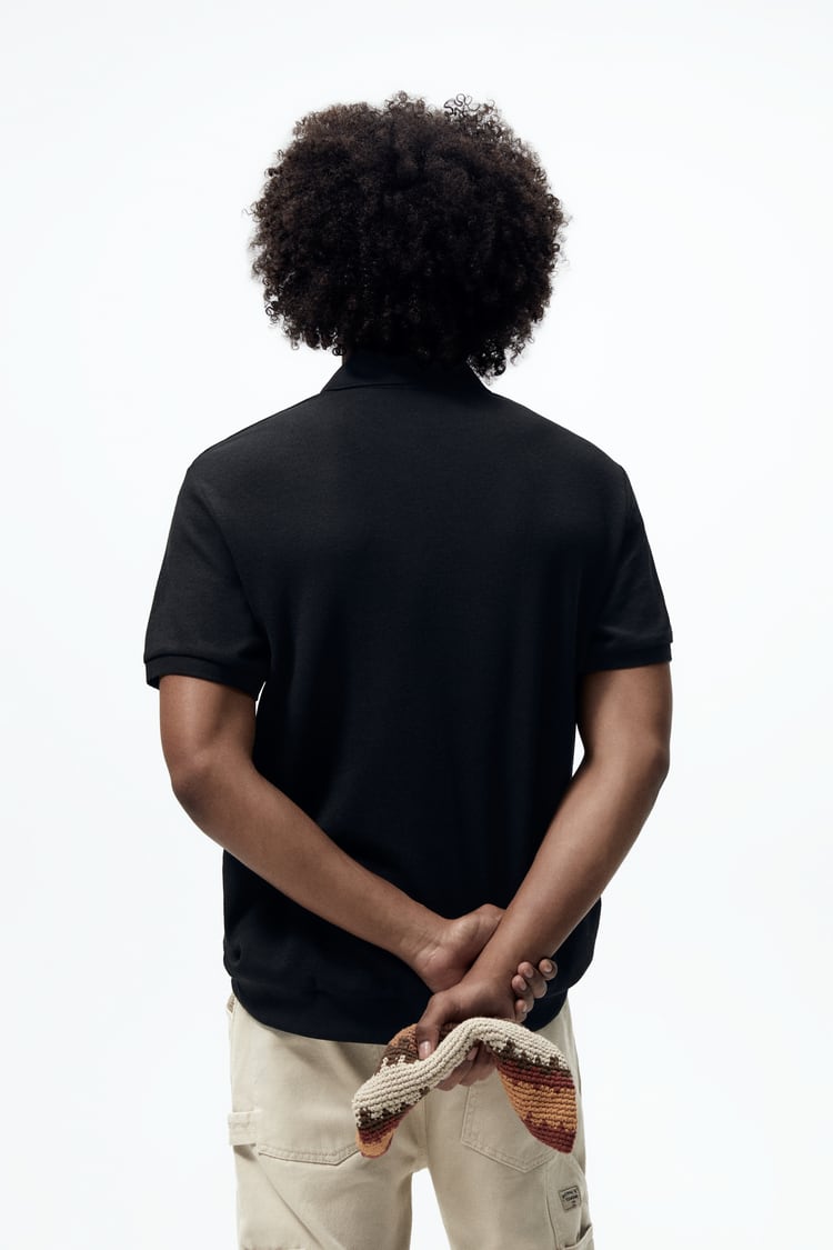 Zara knit polo shirt in black