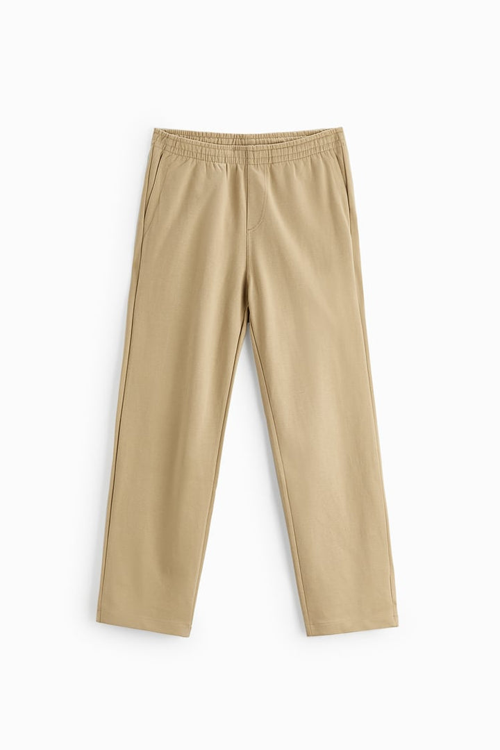 ZARA COMFORT JOGGER-WAIST TROUSERS CAMEL