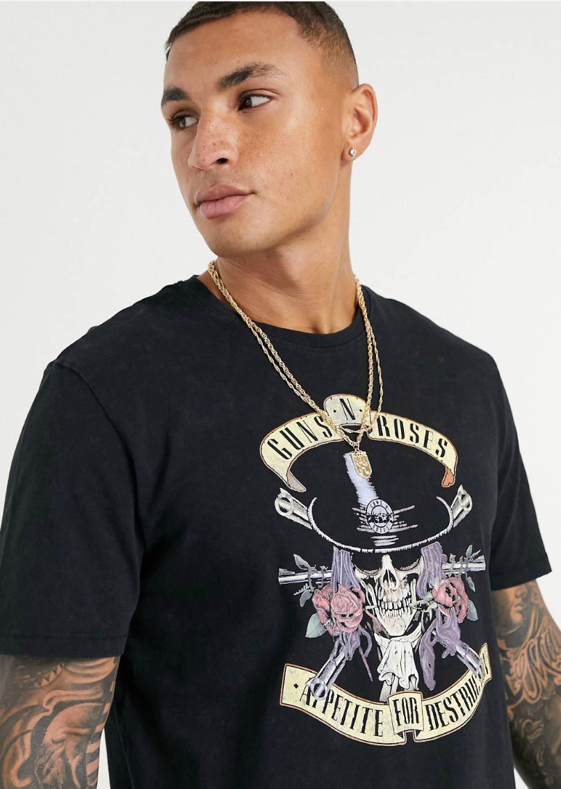 Only & Sons t-shirt with Guns N’ Roses  print in black