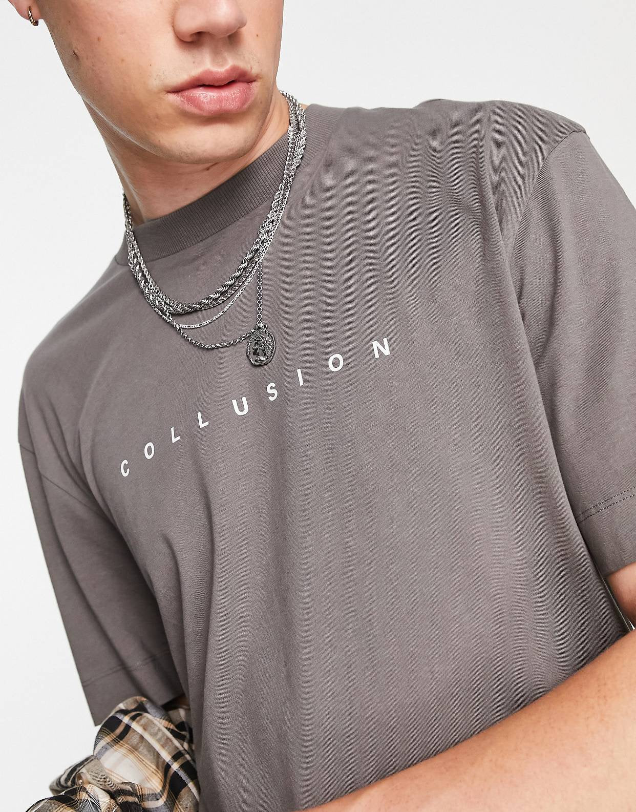 COLLUSION logo t-shirt in charcoal
