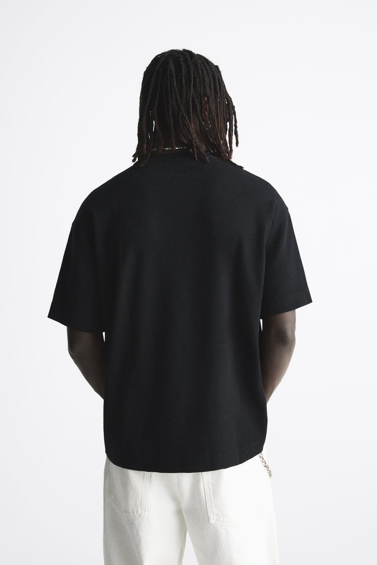 ZARA PRINTED KNIT T-SHIRT BLACK